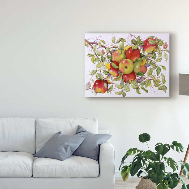 « apples on a branch », reproduction de peinture à l’acrylique sur toile tendue, H 18 po x l 24 po x P 2 po