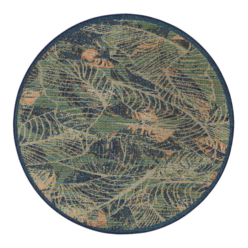 Torrence Floral Machine Woven Area Rug , Round 5'3"