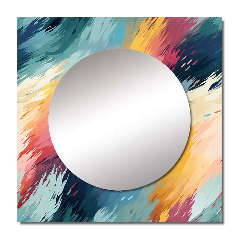 Contemporary Artistry Motif à chevron - Grand miroir mural carré moderne pour la chambre à coucher, 23 po x 23 po