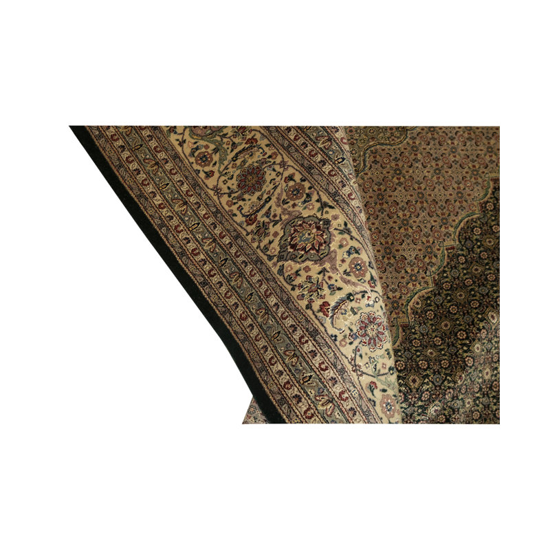 Hand-Knotted High-Quality Green and Beige Area Rug