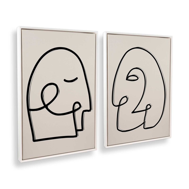 «Mindful Gaze», 2 pièces sur toile, Cadre opaque blanc, H 12,75 po x l 8,75 po x P 1,75 po