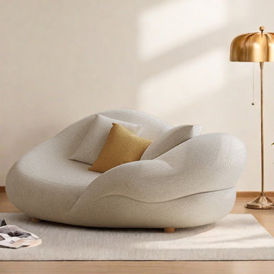 Luxury Cotton-Linen Solid Wood Chaise Lounge