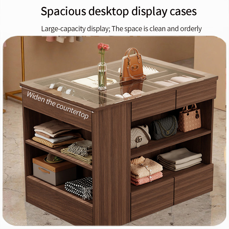 Vitrine de luxe moderne avec tiroirs de rangement, aucun assemblage requis pour la vente au détail de bijoux, de cosmétiques et de boutiques