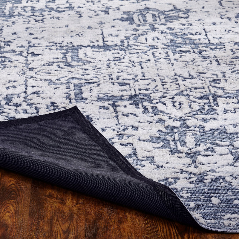 Oriental Area Rug in Blue/Ivory, Rectangle 8'6" x 11'6"