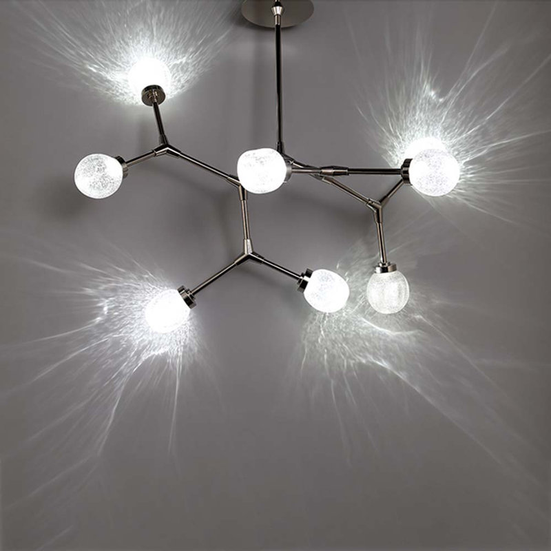 Luxe Polished Nickel 8-Light LED Sputnik Chandelier with Art Glass Shades