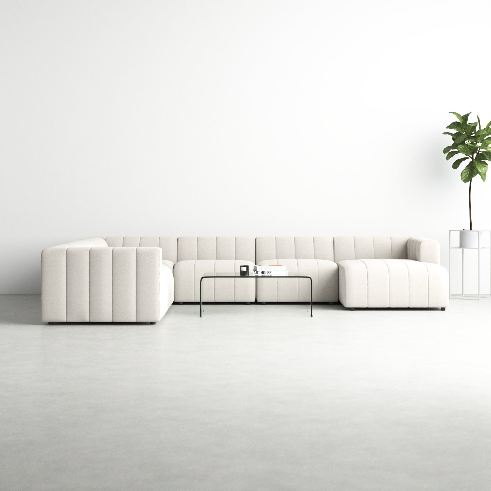 Bowry Upholstered Sectional, Fayette Cloud Polyester Blend, 28" H x 157" W x 122" D, Left Hand Facing