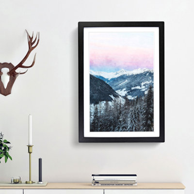 Pink Sky Over The Mountains In Italy - Single Picture Frame Print on MDF