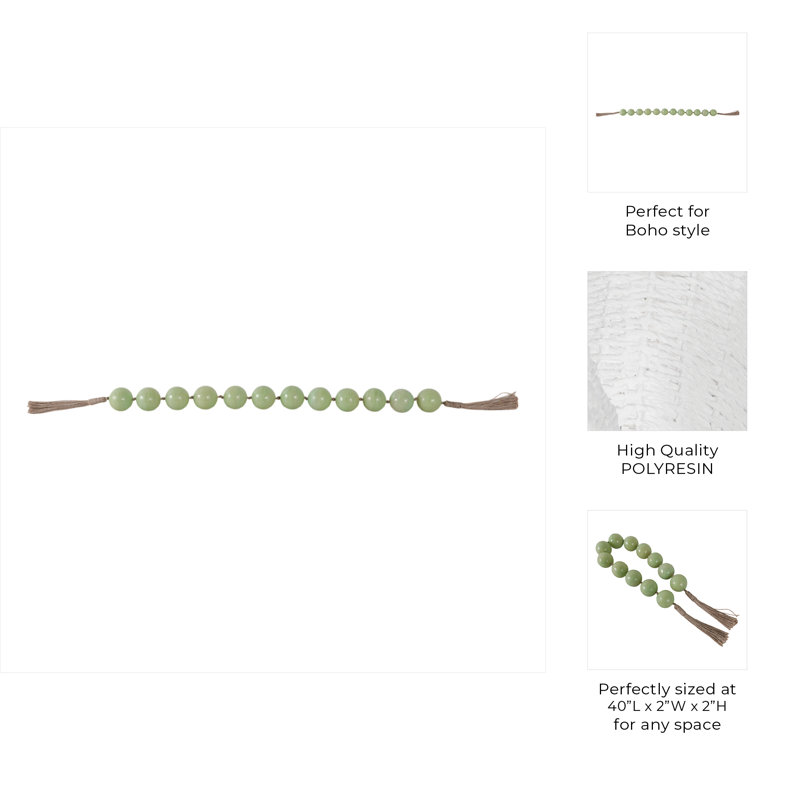 Sagebrook Home 40" Swirled 2" Resin Beaded Garland, Green, Sage Green