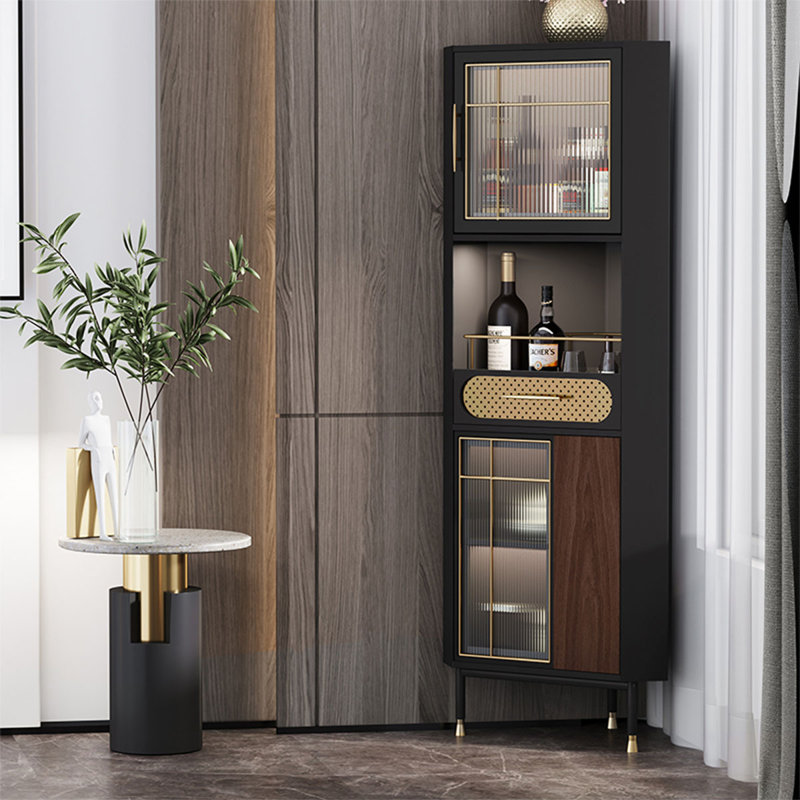 Black Manufactured Wood Corner cabinet, Black