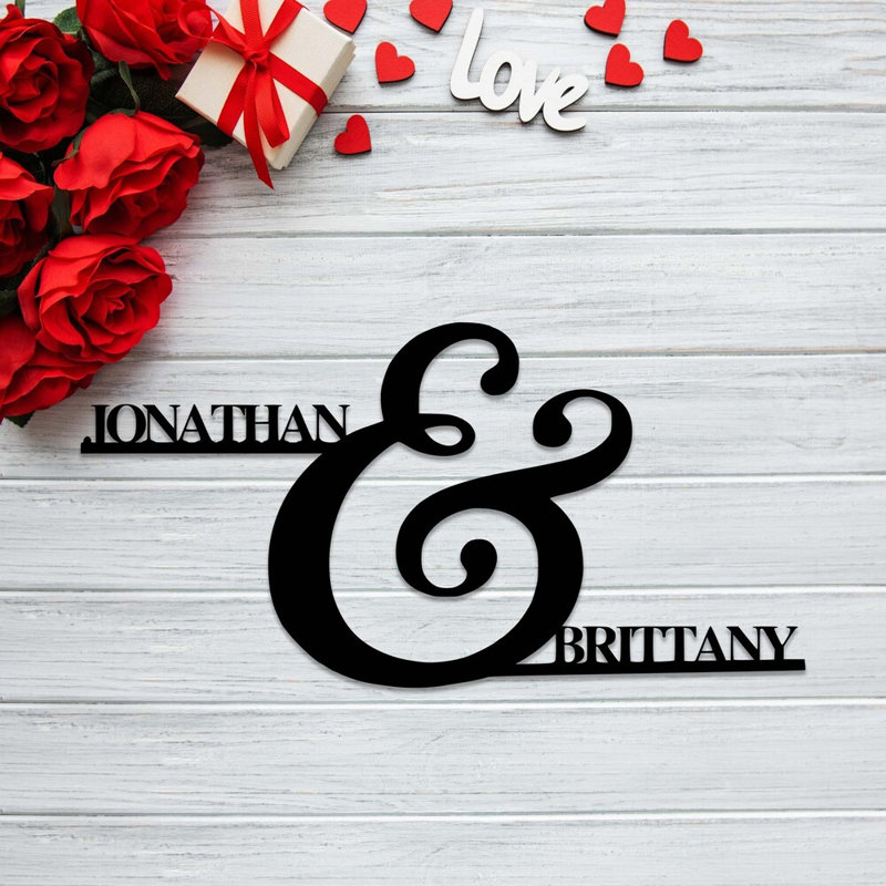 Personalized Couple Names Metal Wall Art - Custom Romantic Wall Art - Elegant Name Design Sculpture - Modern Farmhouse Style Wall Hanging - Industrial Metal Art - Wedding Anniversary Home Decor - Meaningful Statement Art Piece