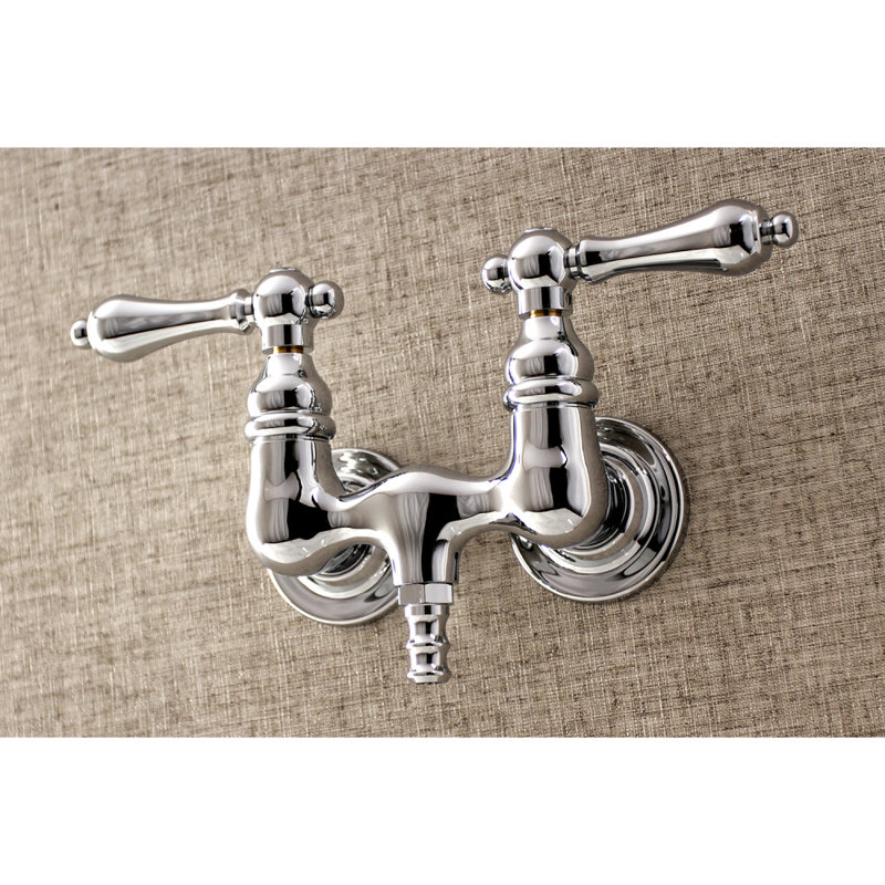 Kingston Brass Aqua Vintage Two-Handle 2-Hole Tub Wall Mount Clawfoot Tub Faucet, Polished Chrome