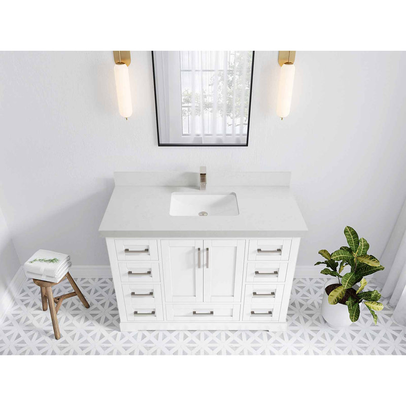 Meuble-lavabo simple l 48 po x P 22 po x H 36 po Esin, Quartz de Carrare