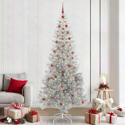 vidaXL Christmas Tree with 300 LEDs with Stand Silver PET