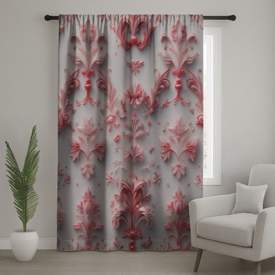 Rideaux ornementaux roses, voilages et voilages à motif floral - 1 panneau