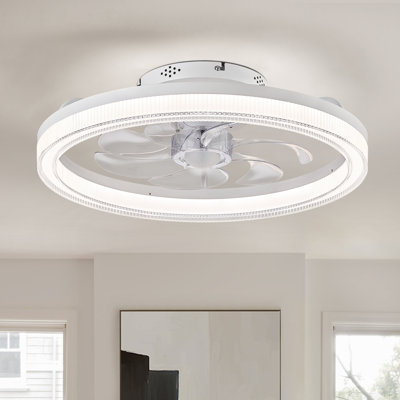 Demaury 20'' Flush Mount Dimmable Ceiling Fan with LED Lights