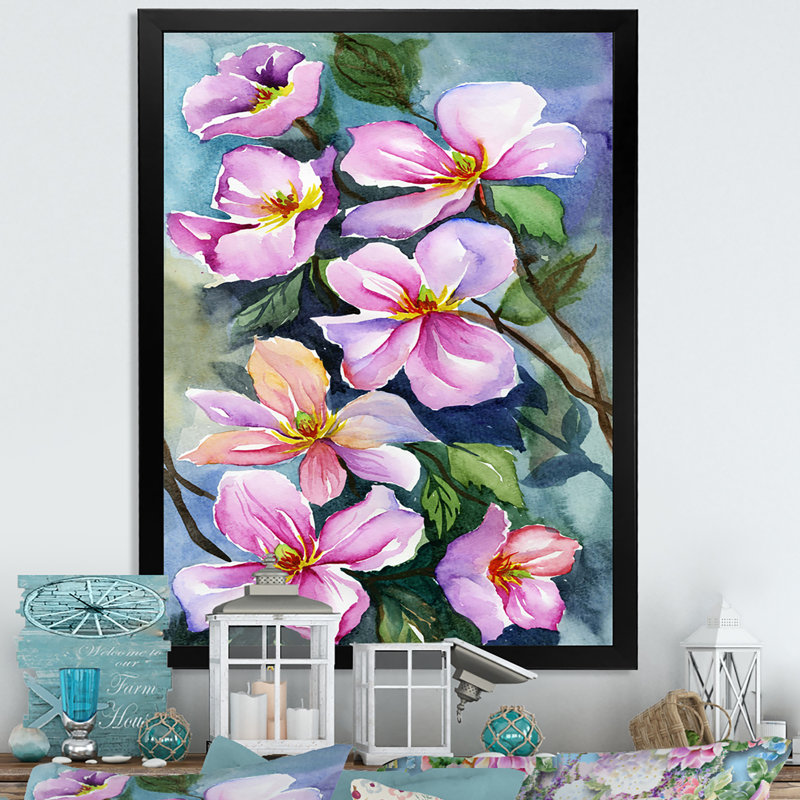 Beautiful Beautiful Flower Flower - Art mural sur toile traditionnel, Cadre photo noir, H 20 po x l 12 po x P 1 po
