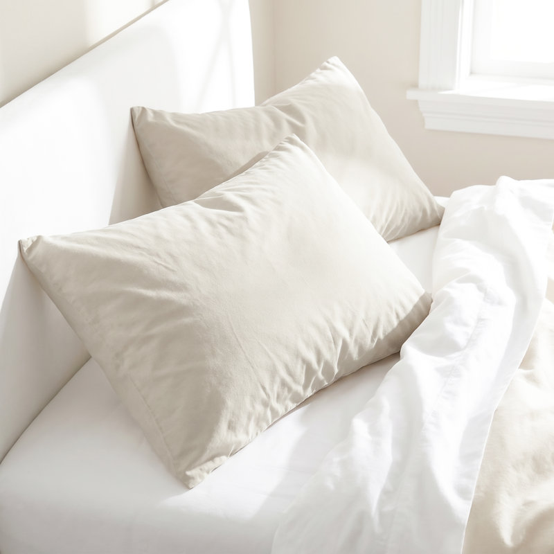 American Soft Linen 100% Cotton Percale Pillowcase Set (Set of 2) - Soft, Breathable, Hotel Quality Pillow Covers, Beige