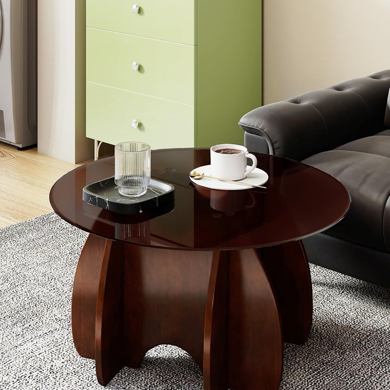 Table basse moderne en verre brun moderne