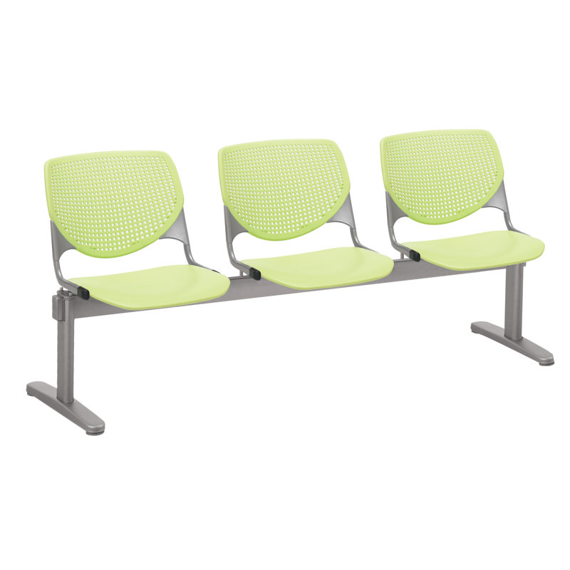 Siège tandem en plastique avec cadre en métal 71 po Kool, Blanc, Vert lime