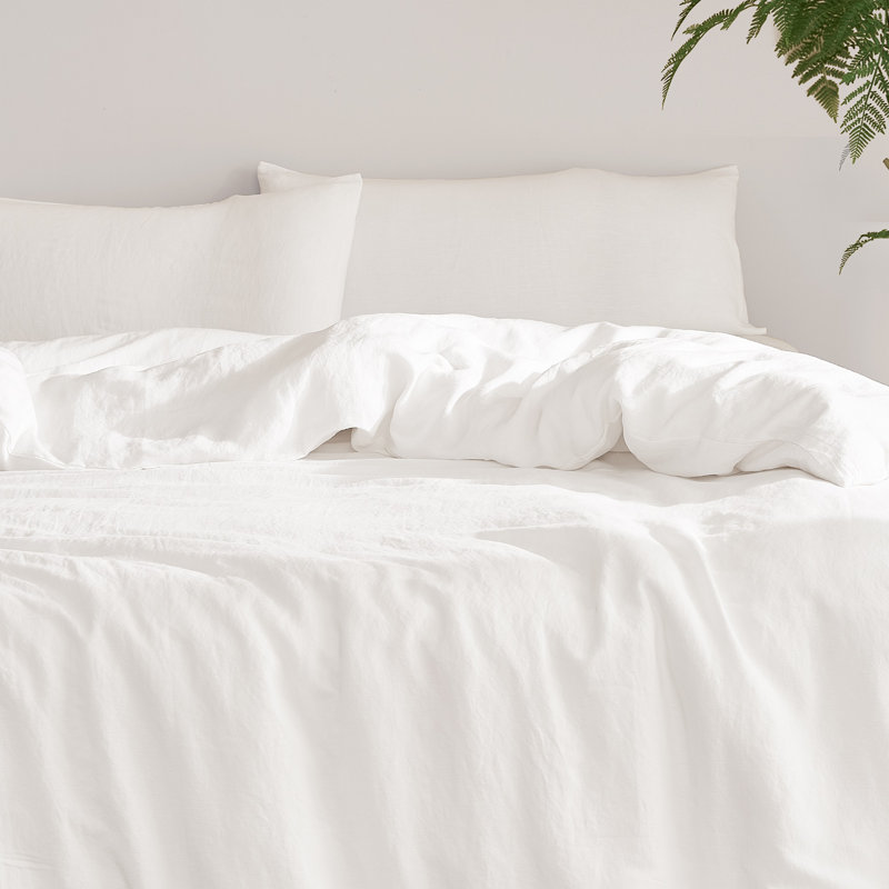 Housse de couette surdimensionnée en lin et viscose Belge, Housse de couette pour grand lit, Blanc