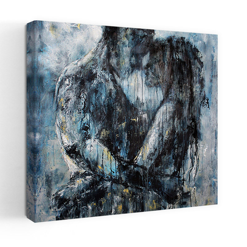 Art contemporain abstrait coloré éthéré, H 18 po x l 18 po
