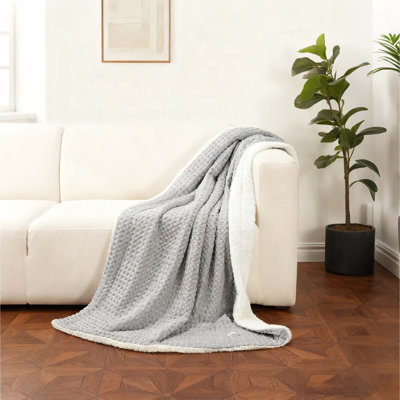 Waffle Weave Electric Blanket Throw with LCD Controller, Fast Heating, 10 Heat Levels & 1-12H Time Settings for Living Room and Bedroom