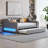 Upholstered Full XL Daybed with LED Lights, Trundle Storage & Wood Frame - Gray-437966105-437570092