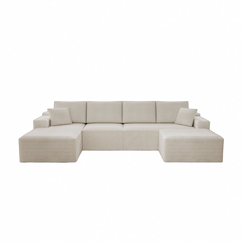 131.9*70.8"Modular Sectional Sofa Seat,Upholstered Compressed Couch For Living Room,Bedroom,Apartment,No Assembly Required,4 PC Free Combination,Plush Corduroy Fabric,WHITE