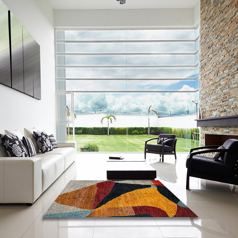 Angjelin Abstract Indoor Rug, Square 5'