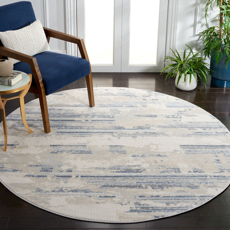 Merrymount Whisper Performance Abstract Rug, Round 6'7"
