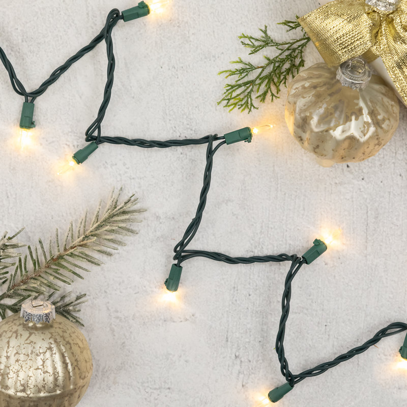 Warm LED Christmas 100 Light String Light, Multi-colored/Green, 35