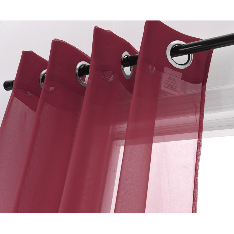 Teshena Sheer Curtain Pair, Burgundy