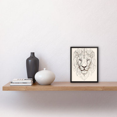 Lion Head Polygon Line Portrait - Single Picture Frame Print
