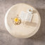 Table basse Mid-Century ronde au fini pierre artificielle, 35 pouces de diamètre, beige neutre, sans assemblage