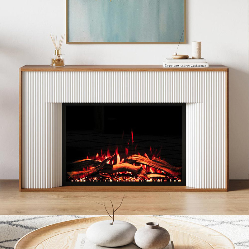Ensemble de manteau de cheminée électrique moderne et moderne Arber | Chaufferette de foyer 33 po | Application Wi-Fi