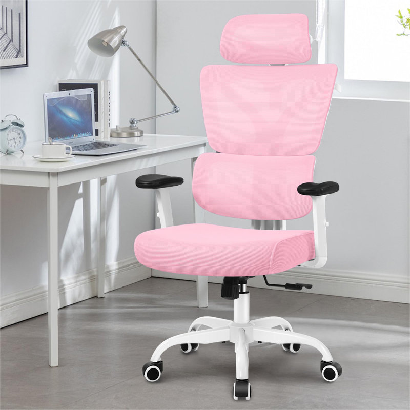 Chaise de travail ergonomique en filet avec appui-tête et repose-pieds Baram, Sans repose-tête, Noir