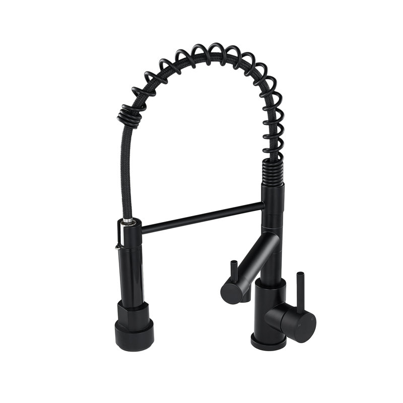 Pull-Down Sprayer Retractable Spring Kitchen Tap, Black
