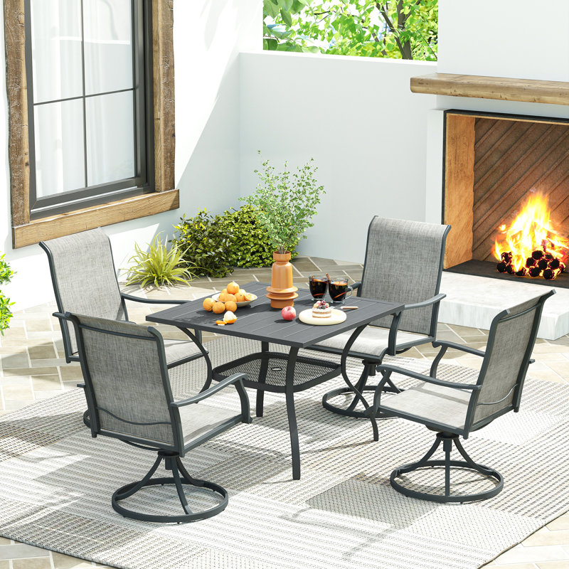 Ensemble repas pour patio, Noir / gris