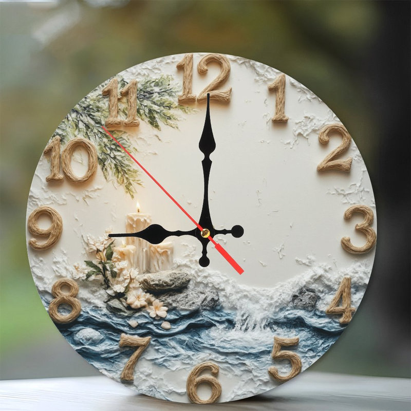 Horloge en relief avec bougies ondulées