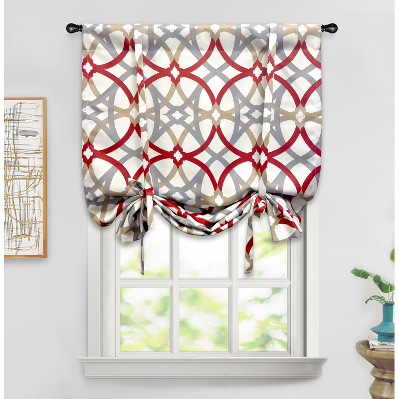 Halton Blackout Curtain Single Panel, Red/Gray, 31" W x 47" L