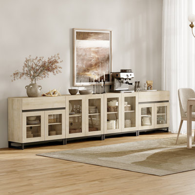 Commode 4 en 1 multifonctionnelle avec portes en verre et 2 tiroirs, commode moderne avec tablette et base réglables, organisateurs de placard et armoire de rangement pour la chambre à coucher