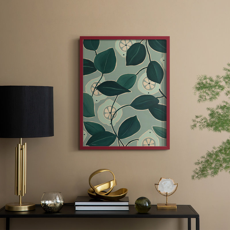 Reproduction encadrée monochrome Limes - bois massif, H 11 po x l 9 po, Rouge