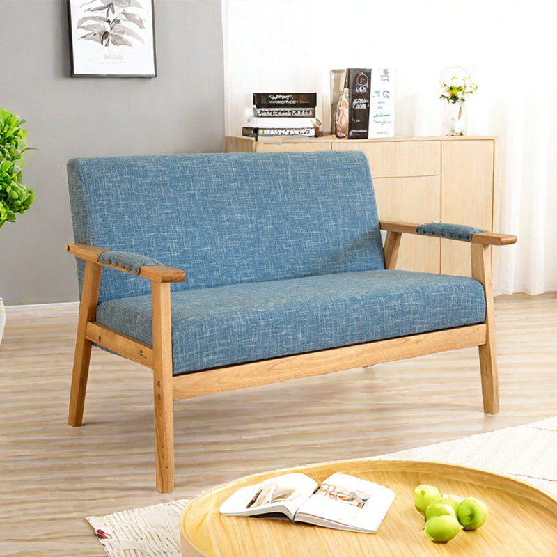 Causeuse Janyha, Mélange de coton bleu