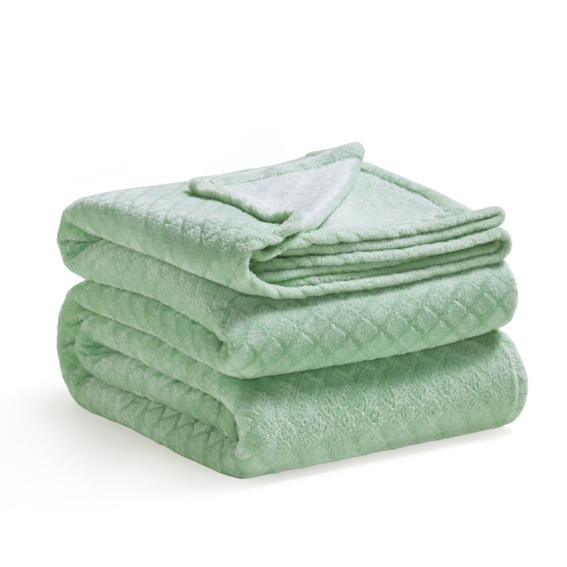 Literie en flanelle Atka Diamond, Écume de mer, Lit double