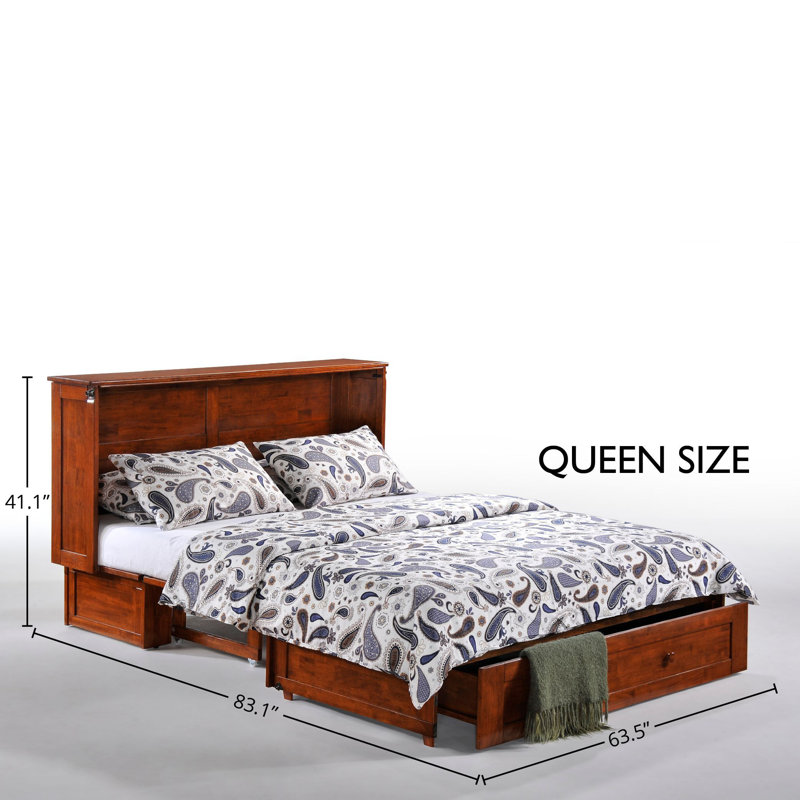 Cherry Queen Cabinet Bed with Gel Memory Foam Mattress and USB Ports