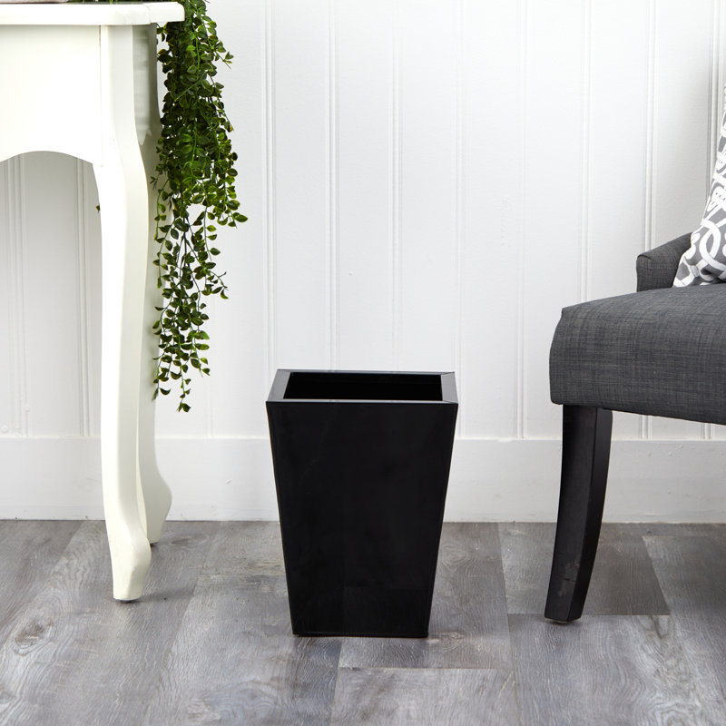 Frankey Metal Pot Planter, 13" H x 10" W x 10" D, Black