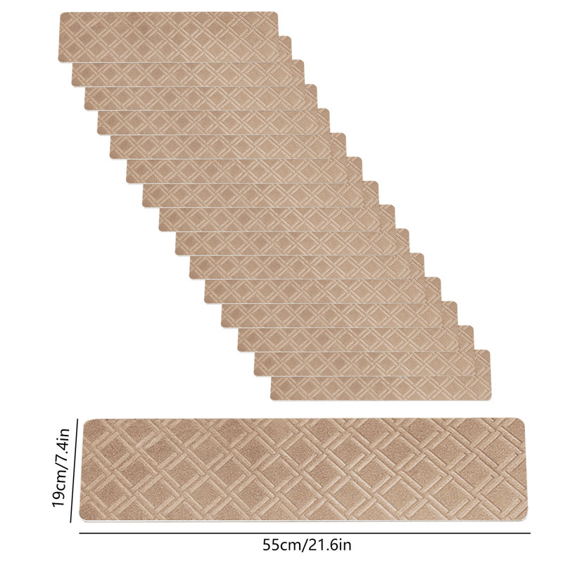 Tapis d'escalier antidérapant de grande taille 15 pièces pour escalier en bois 7,4 po x 21,6 po