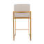 Tabouret de comptoir de 26 po à dossier haut contemporain en acier doré et tissu beige - ensemble de 3-87705485-87705487