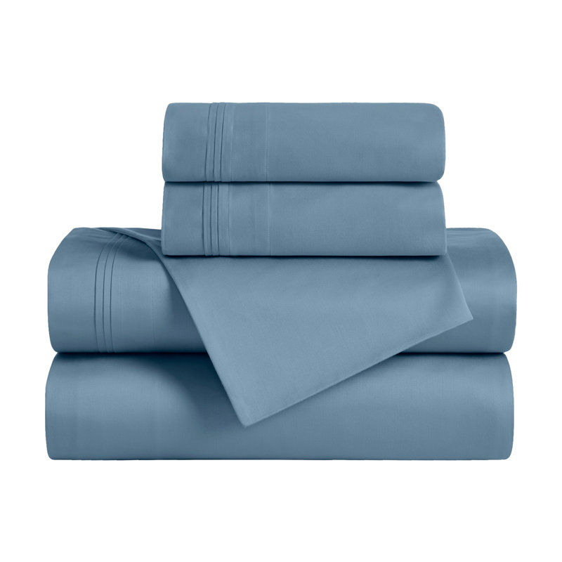 Egyptian Cotton Deep Pocket Solid 650 Thread Count Sheet Set, Medium Blue, Split King