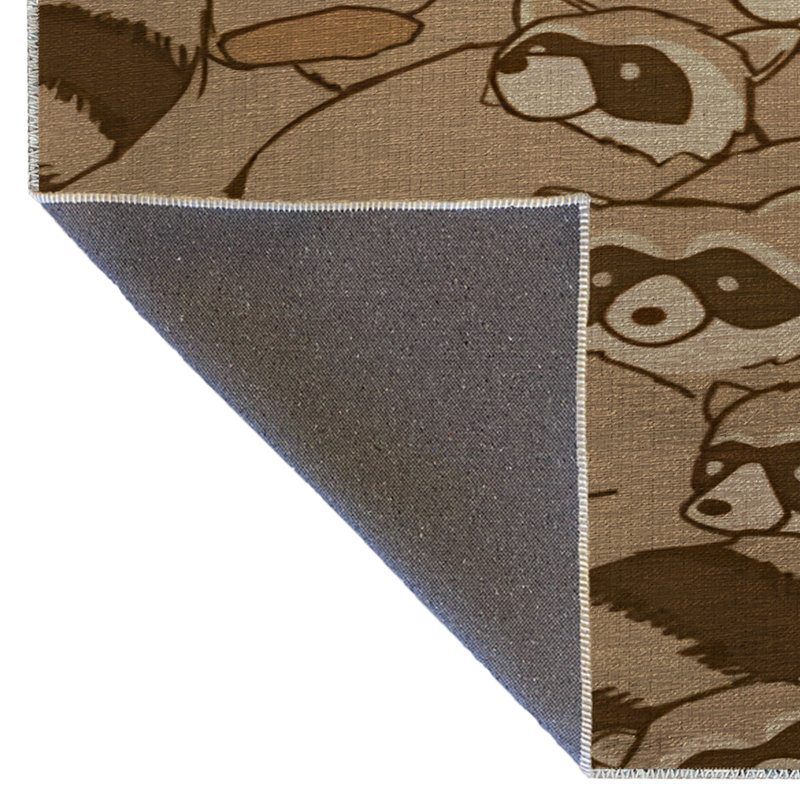 Tapis décoratif moderne à motif raton laveur brun, Rectangle 3 pi 11 po x 5 pi 10 po